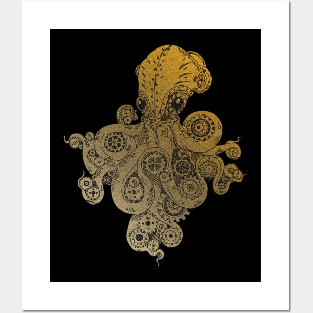 Retro Futurism Steampunk Adventure Octopus 3 Wall Art by EDDArt